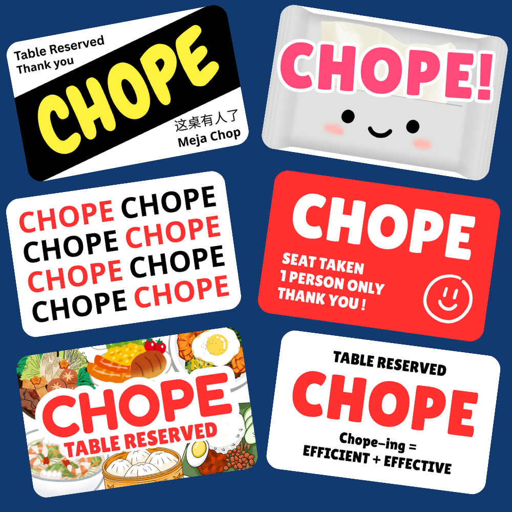 CHOPE CARD | Chope Table | Table Reserved Card | Chope Seat | Hawker ...