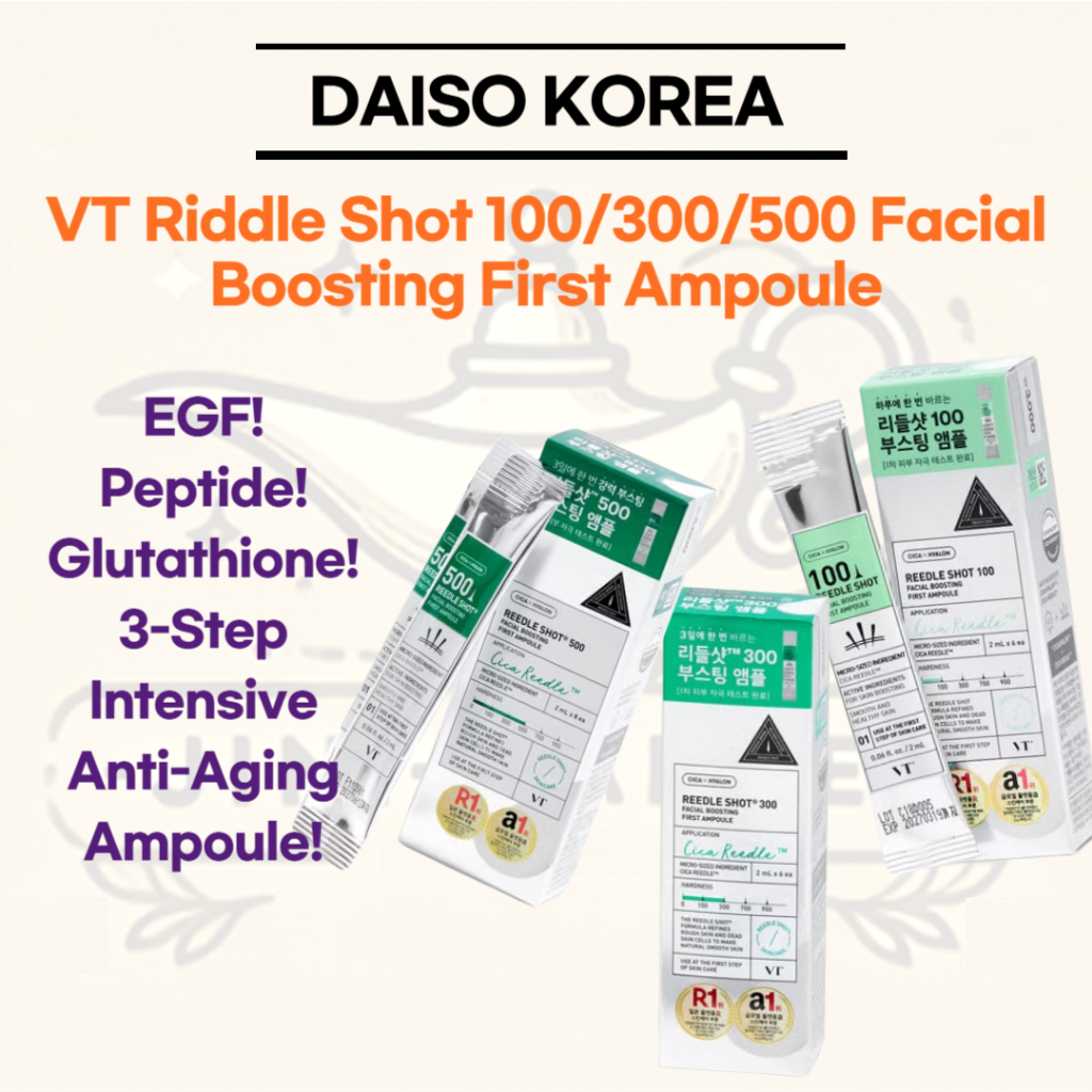 [Daiso Korea] VT Riddle Shot 100/300/500 Facial Boosting First Ampoule ...