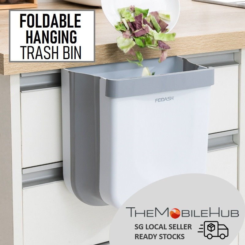 Foldable Hanging Trash Bin Large Waste Bin Kitchen Trash Garbage Holder ...