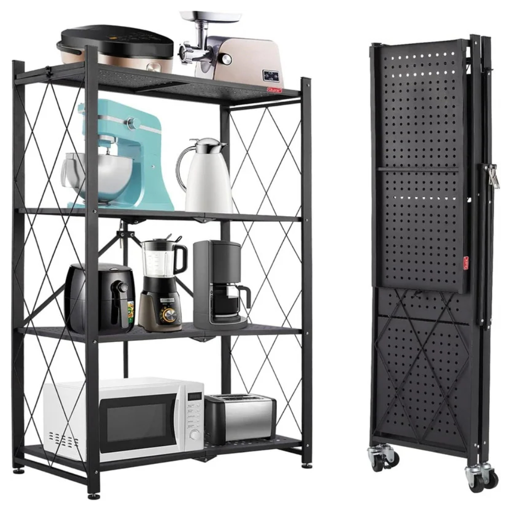 Kitchen Metal Rack Shelf Movable Foldable Organizer Storage Living Room ...