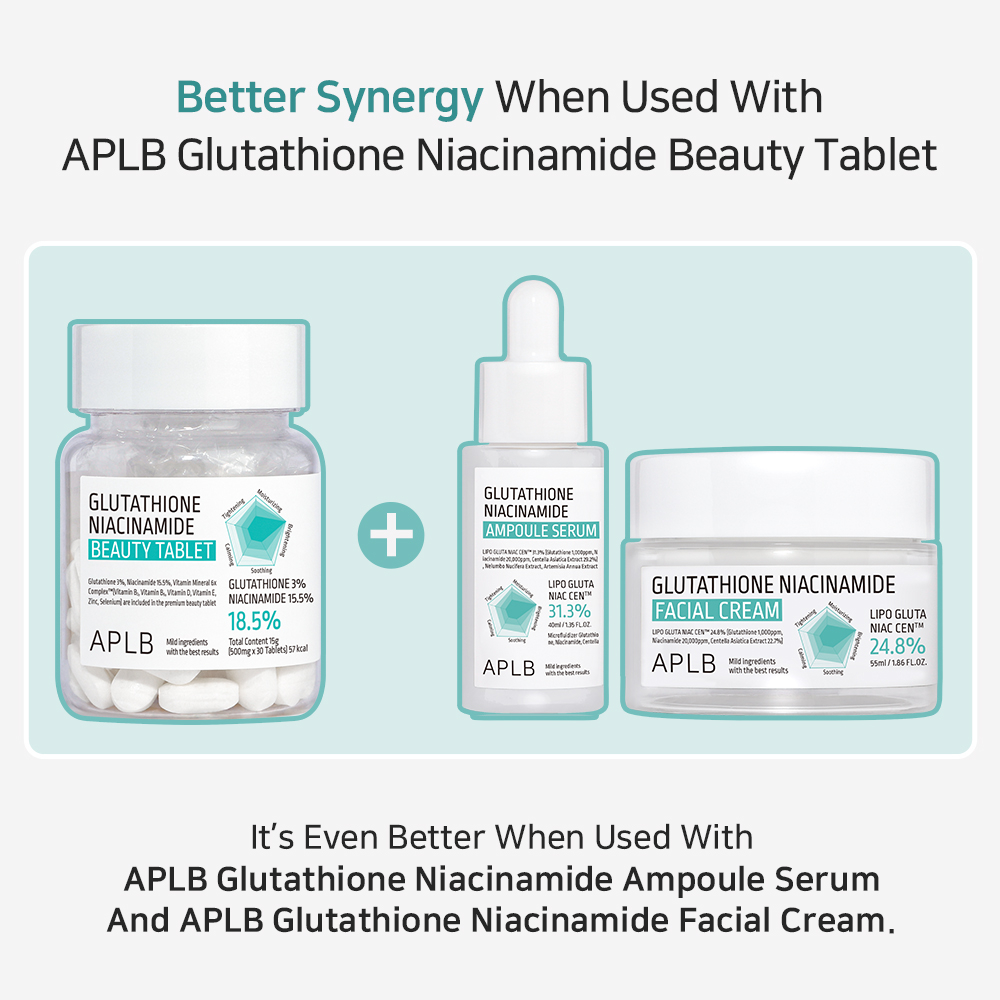 glutathione niacinamide beauty tablet APLB Glutathione Niacinamide Beauty Tablet 500mg (30 Tablets per bottle) |  Beauty from inside
