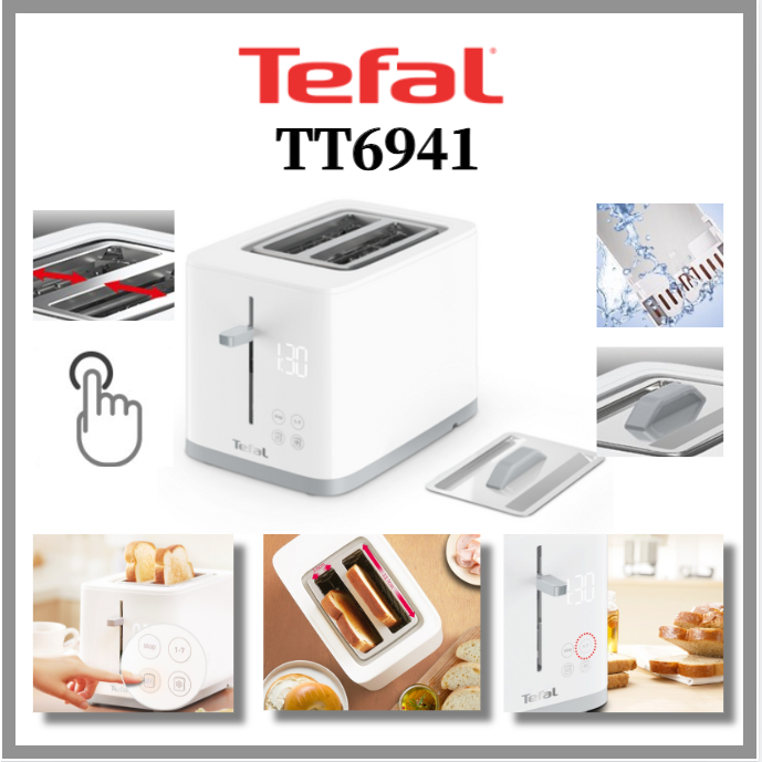 Tefal TT6941 Sense Digital Toaster 2 Automatically Center Slot 7 Levels ...