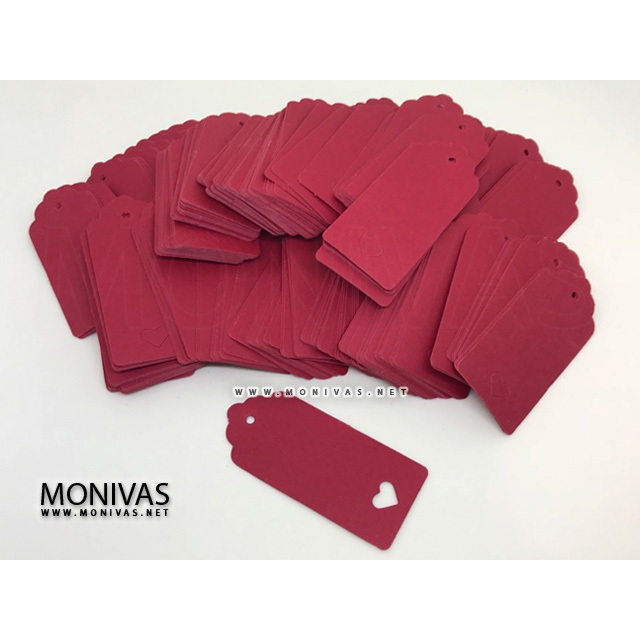Red Rectangle Heart Punch Tags DIY Wedding Door Labels (Set of 50pcs ...