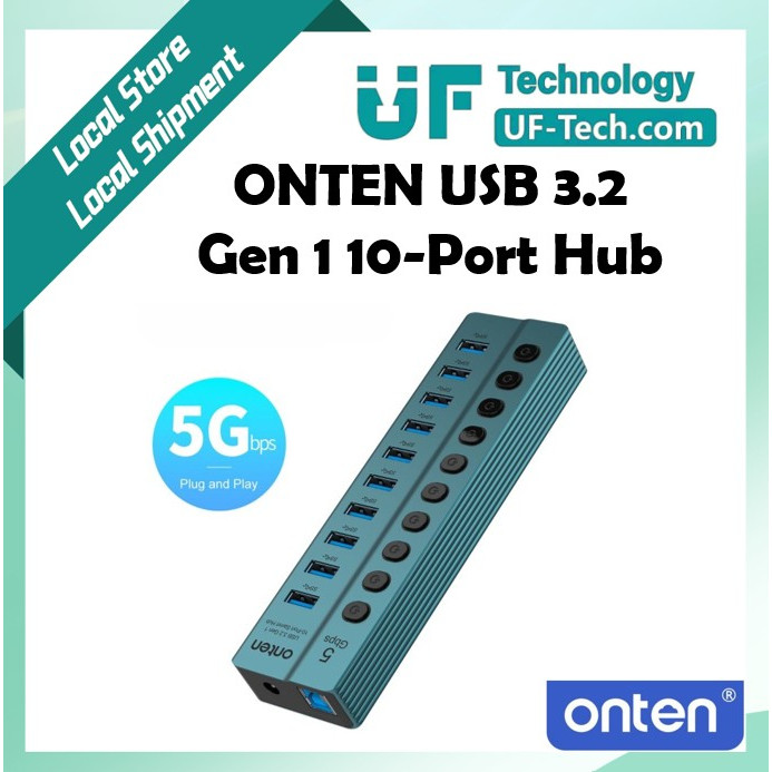 ONTEN USB 3.2 Gen 1 10-Port Hub with separate buttons OTN-5308 | Shopee ...