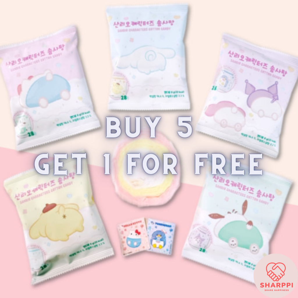 [5+1] Sanrio Cotton Candy with Sticker /Hello Kitty /Kuromi /My Melody ...