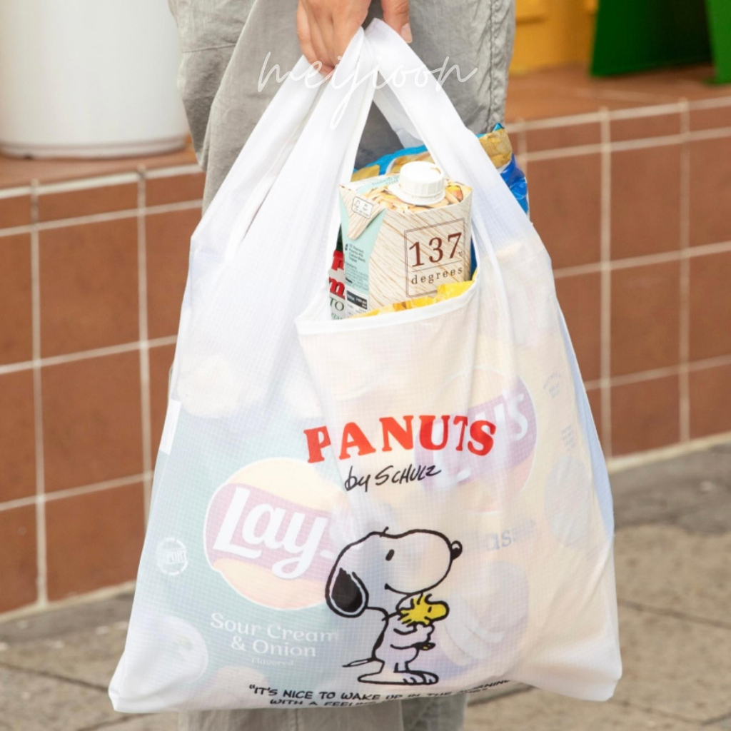 from KOREA PEANUTS Snoopy Foldable Pocket Shopping Bags Eco bags Foldable bags Tote bags Shopee Philippines