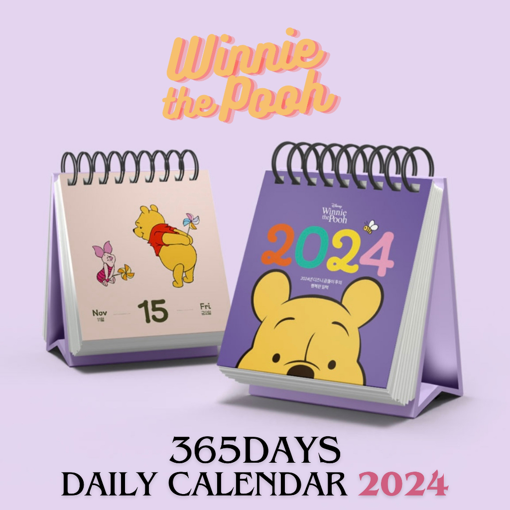 ♥from KOREA♥ DISNEY, Winnie the Pooh 2024 Daily Desk Calendar (2024 Jan