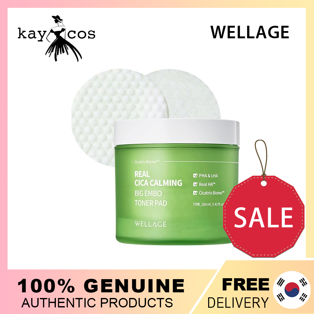 WELLAGE Real Cica Calming Big Embo Toner Pad 160ml (70 sheets) | Shopee ...