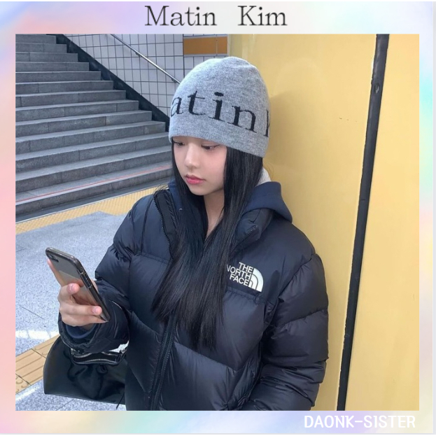 MATIN KIM】LOGO LINEN SHORT BEANIE（Matin Kim] Logo Linen