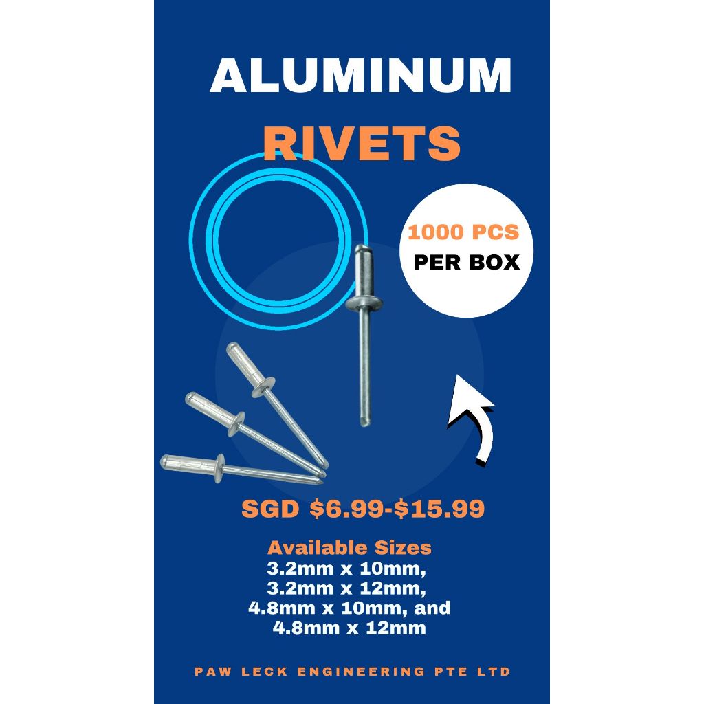 Rivets, Aluminium rivets/Blind Rivets, 1000pc/Box, Pawleck Rivets HVAC ...