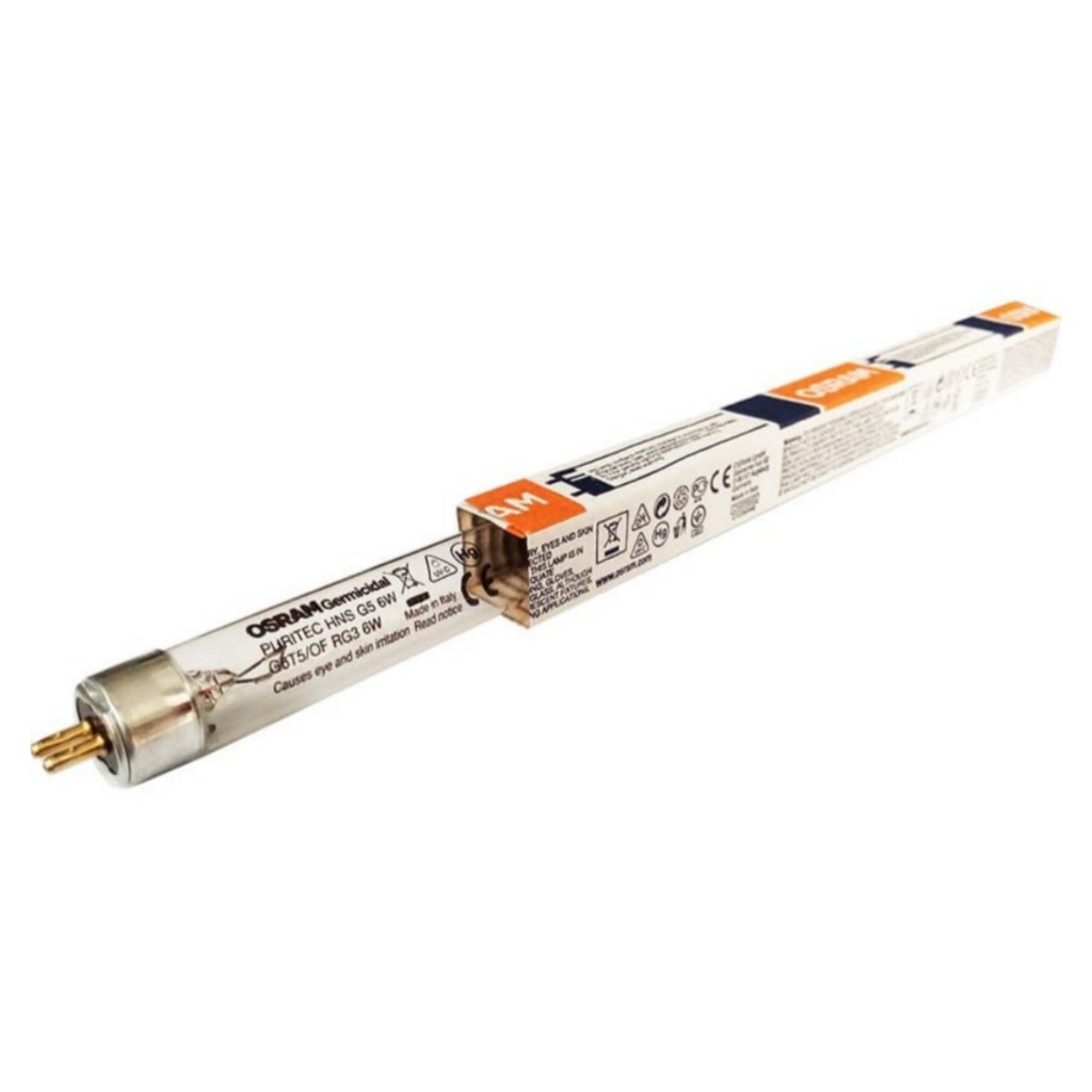 Lampe UV Germicide Osram Puritec G6T5 - 6W - 229mm - Durée De Vie 6000h - Désinfection Eau/air - UV-C 254nm