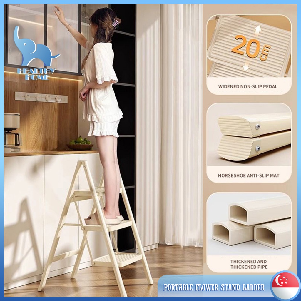 SG Household Folding Step Stool Ladder Portable 3-Step Compact Ladder ...