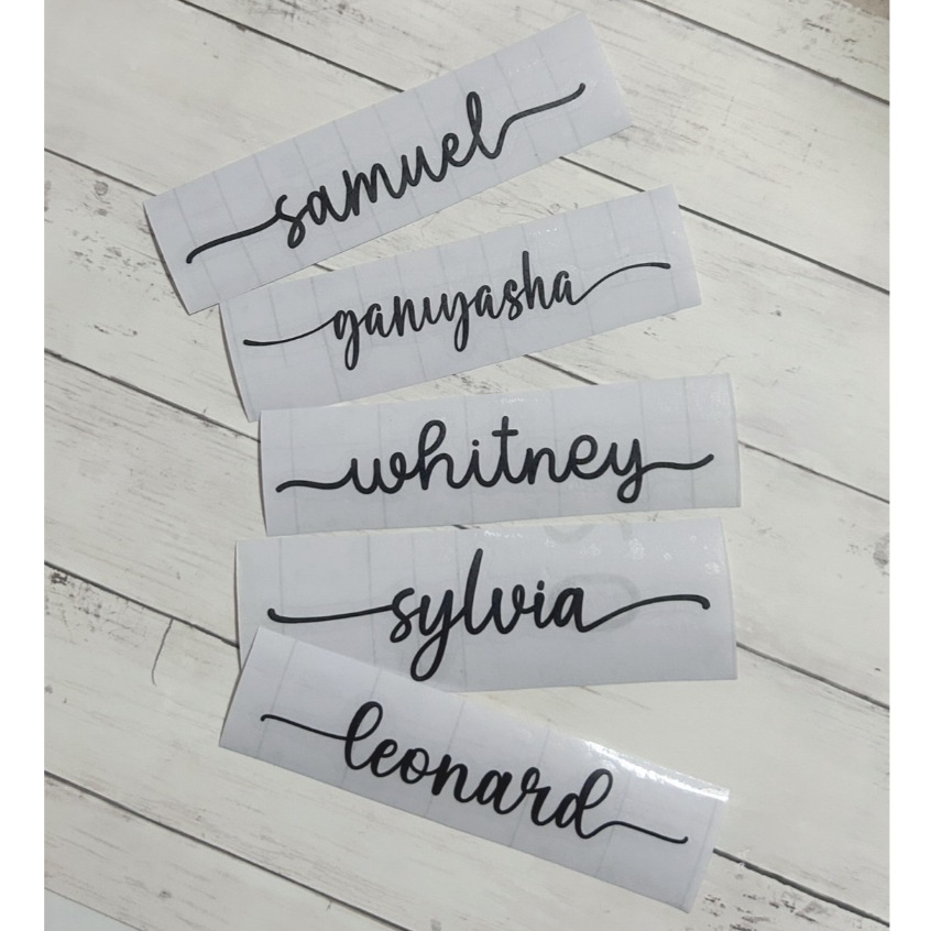 Customised Name Sticker Waterproof Decal Swirls Cursive | Personalised ...