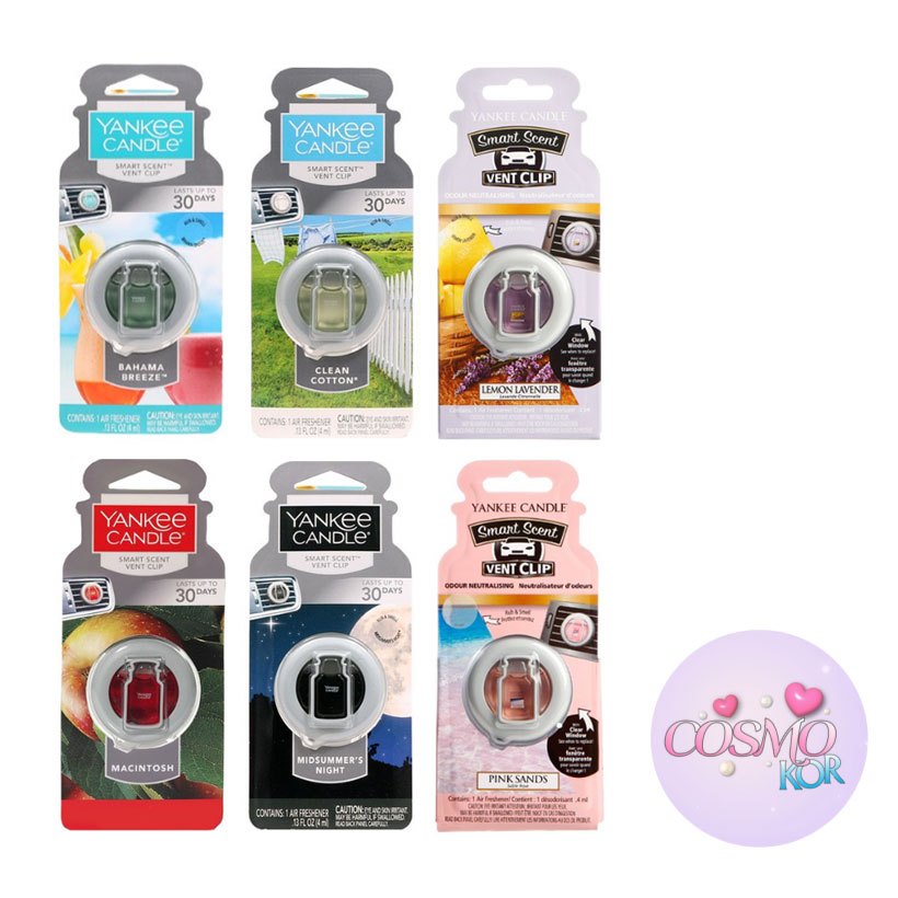 YANKEE CANDLE Smart Scent Vent Clip Stick Car Jar Ultimate Air Freshner ...