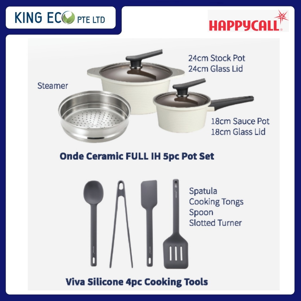 Festival HAPPYCALL Onde Ceramic FULL IH 5pc pot set and Viva Silicone ...