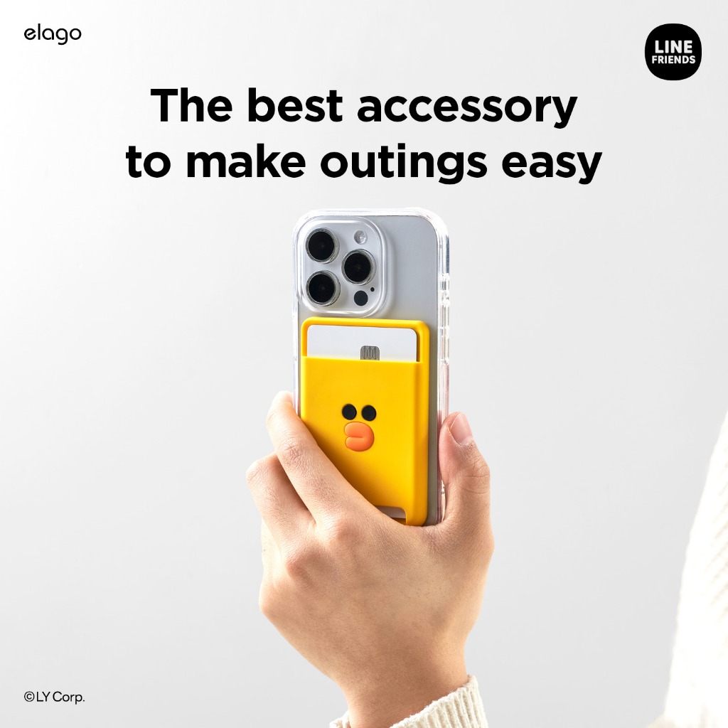 Elago l LINE Friends Sally Magnetic Silicone Wallet Card Holder Card ...