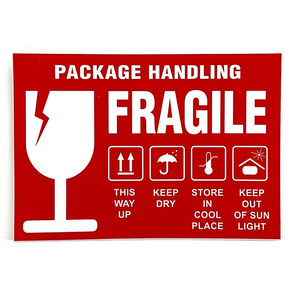 PACKAGE HANDLING FRAGILE STICKER | 210mm x 148mm | WARNING SIGN ...