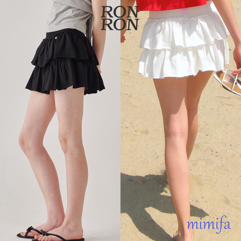 【RONRON】 IRREGULAR RUFFLE PANTSKIRT ♥2COLOR RONRON STRIPE CANCAN RUFFLE LAYERED PANTSKIRT PINK – SeoulSeoul