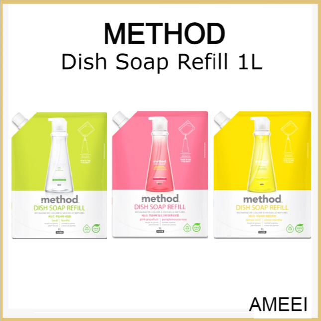 METHOD Dish Soap Refill Liquid 1L (Lemon Mint , Pink Grapefruit, Basil ...