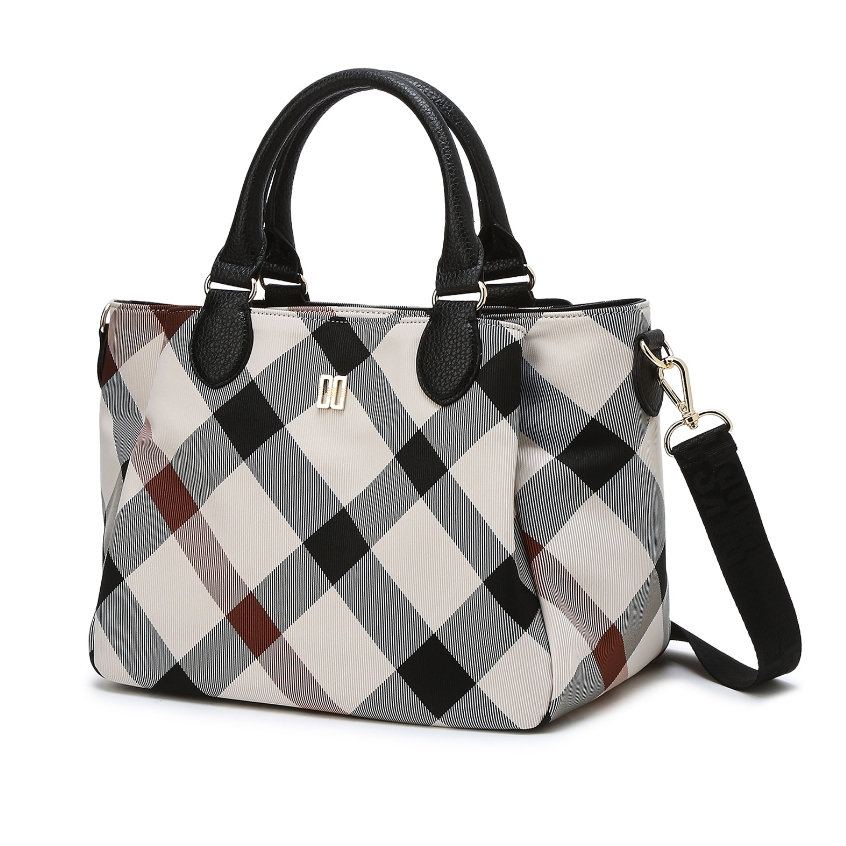 DAKS Beige House Check Lightweight Tote Bag with Detachable Shoulder ...