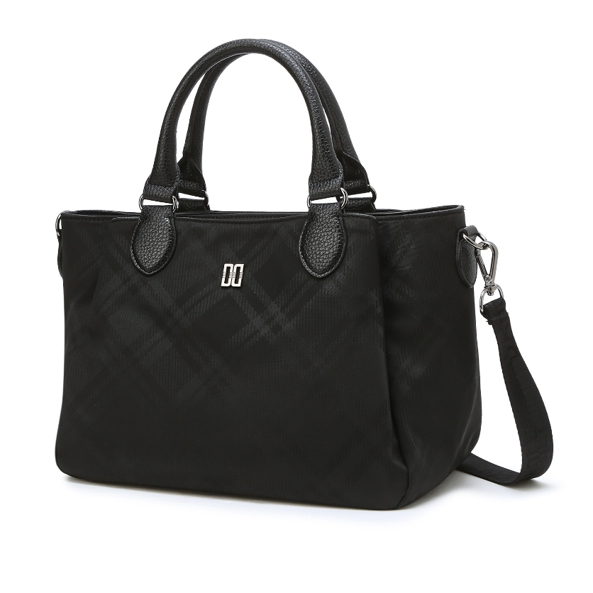 DAKS Black House Check Lightweight Tote Bag with Detachable Shoulder ...