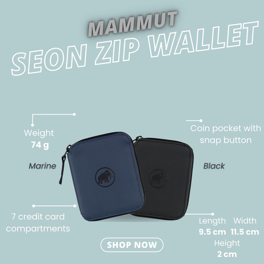 Mammut Seon Zip Wallet - Water-Repellent, Fleece-Padded Card Compartments, 7 Slots, Coin Pocket