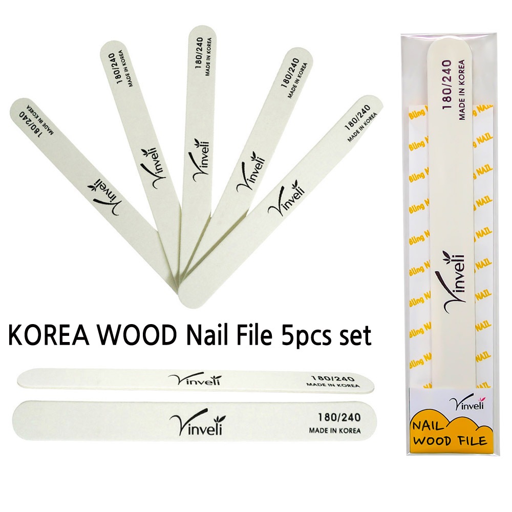 VINVELI KOREA WHITE WOOD NAIL FILE #180/#240 5pcs | Shopee Philippines