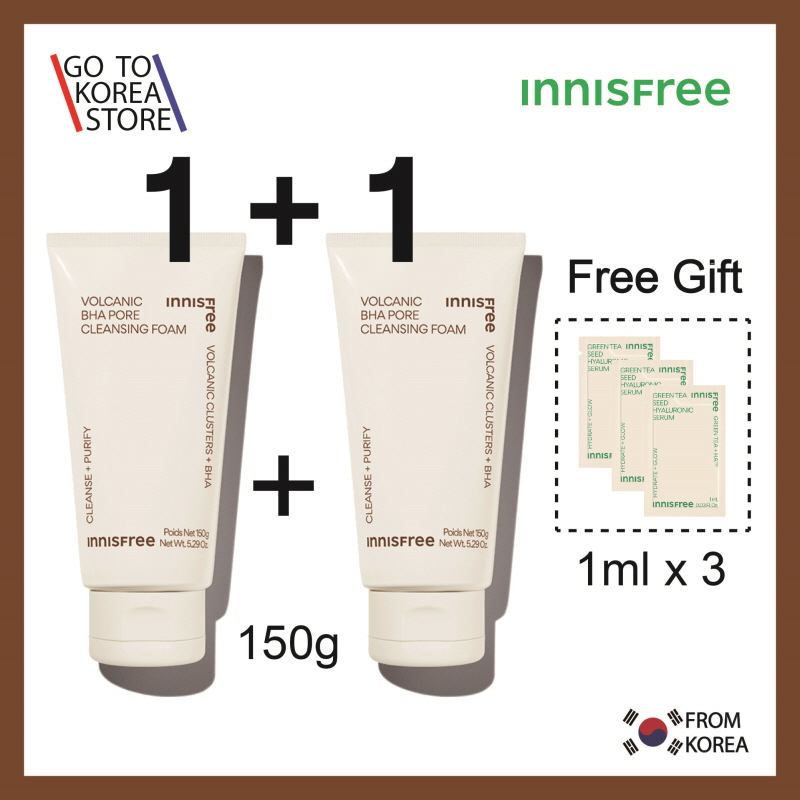 [1+1] [INNISFREE] VOLCANIC BHA PORE CLEANSING FOAM 150g | Shopee ...