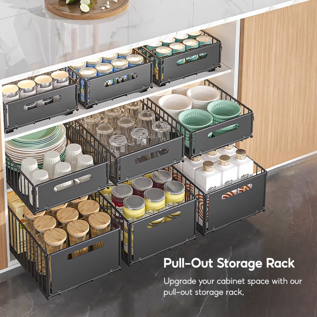 Kitchen Rack Pull Out Cabinet Organizer Collapsible Pull Out Drawers ...
