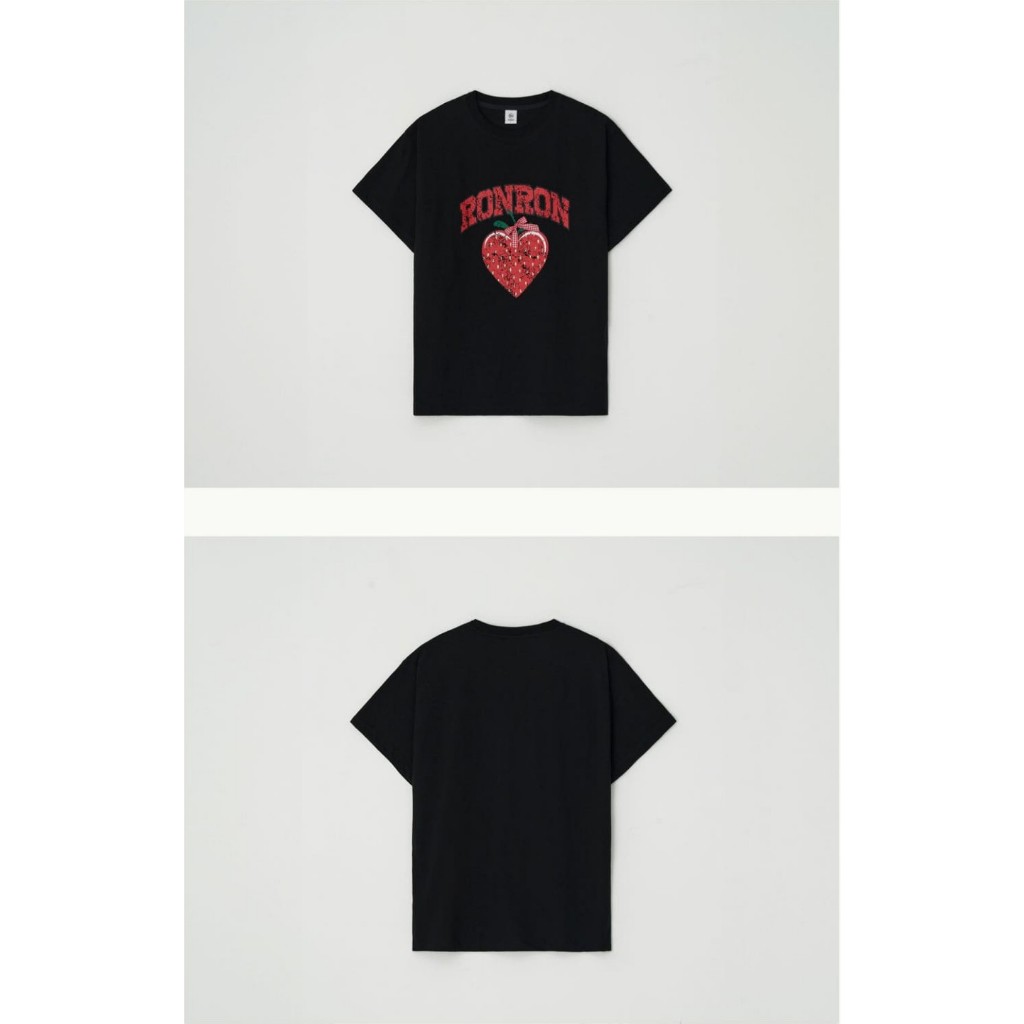 RONRON STRAWBERRY RIBBON BASIC FIT T SHIRT 3Color | Shopee