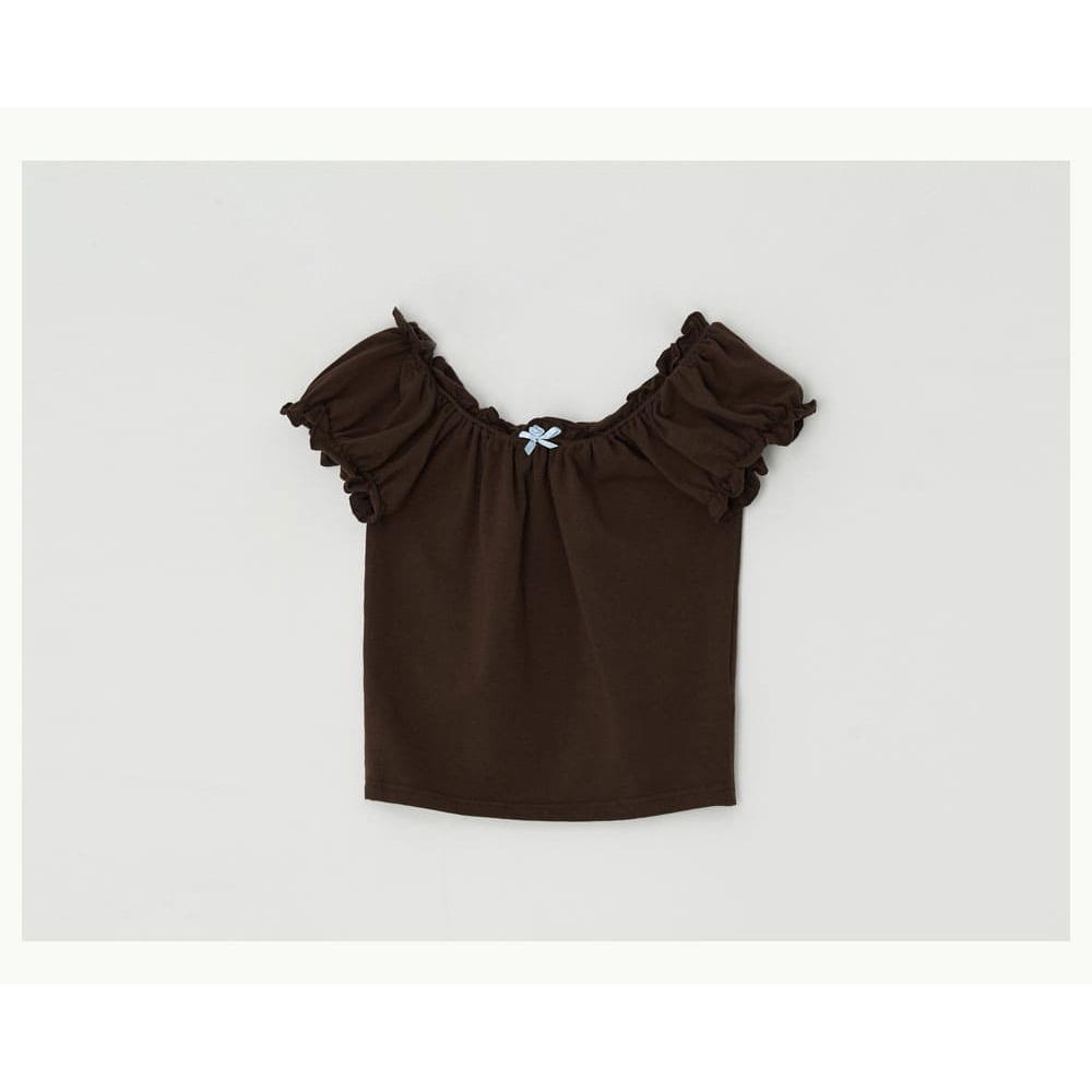 RONRON ROSE RIBBON FRILL OFF SHOULDER T SHIRT | Shopee