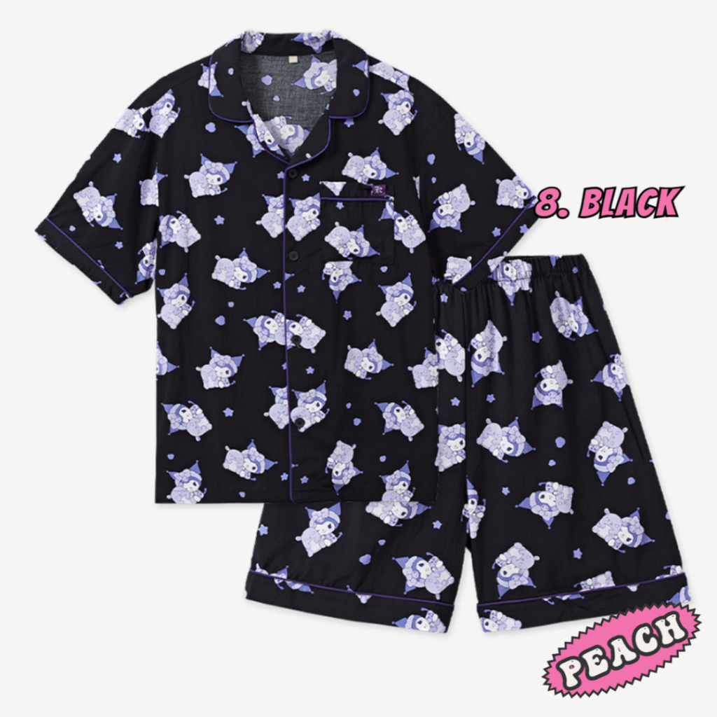 ★ SPAO★ Sanrio Characters Short Sleeve Pajamas BLACK SPPP SPAO] (Sanrio Characters) Sanrio Characters Pajamas