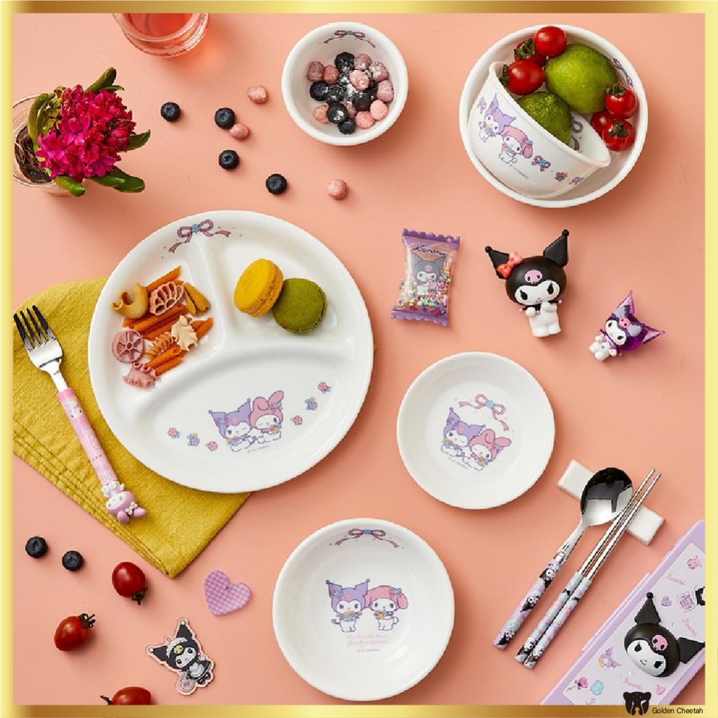 Corelle x Sanrio My Melody & Kuromi Rice Bowl Soup Bowl Plate 3pcs Set ...