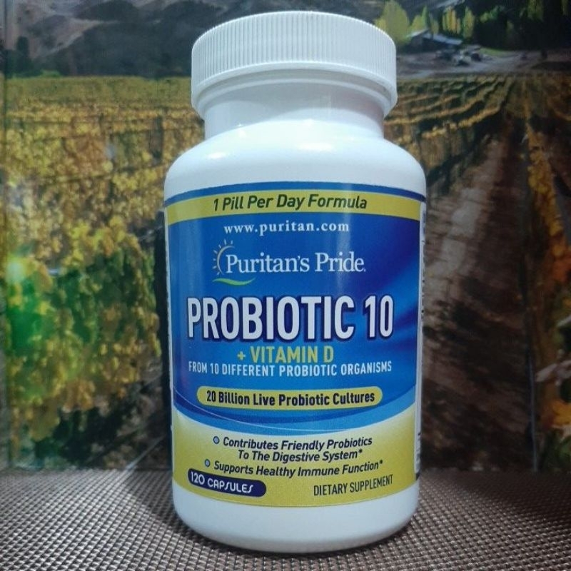 Probiotic 10 Plus Vitamin D 120 capsules 1 Pill per Day 20 Billion Live ...