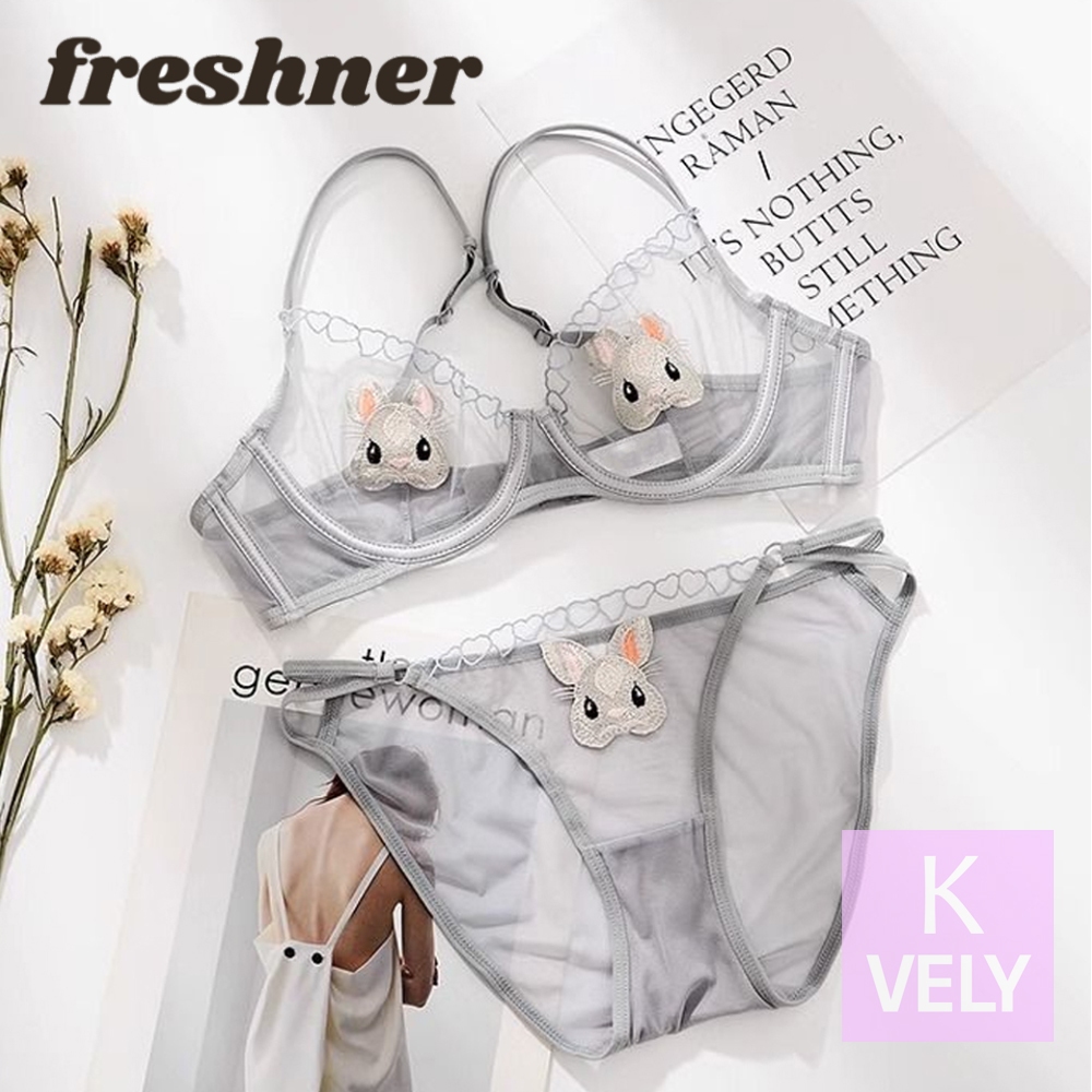 Freshner Bunny Rabbit Embroidered Bra & Panty Set | Shopee Philippines