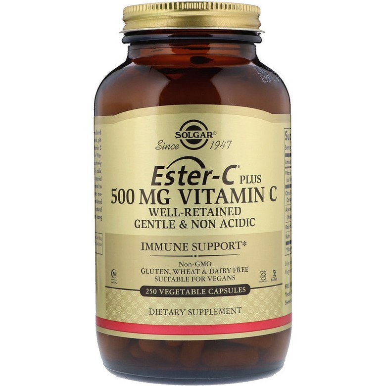Made in USA - Solgar Ester-C Plus Vitamin C 500mg VegCaps, Gluten-Free ...