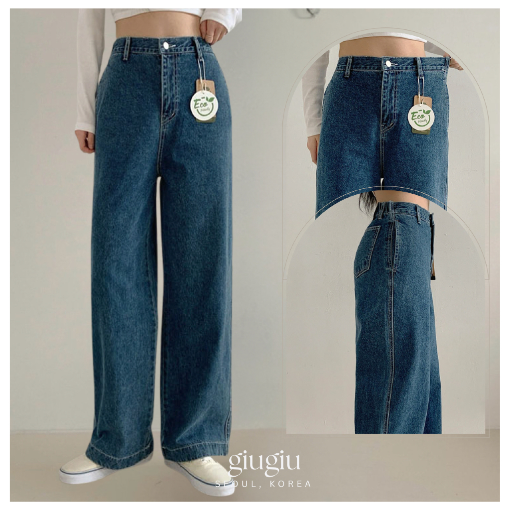 [ Made in Korea ] GIUGIU Danzy 704 High-Waisted Wide Leg Straight Jeans ...
