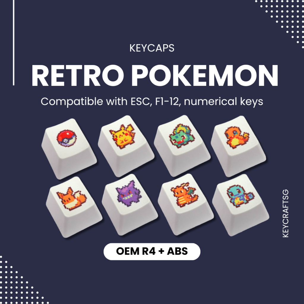 Pokemon Pixel Style Artisanal Keycaps Pikachu Charmander Bulbasaur ...