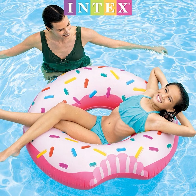INTEX Rainbow Donut Swimming Tube Float Swimming Ring Pool Toys ...