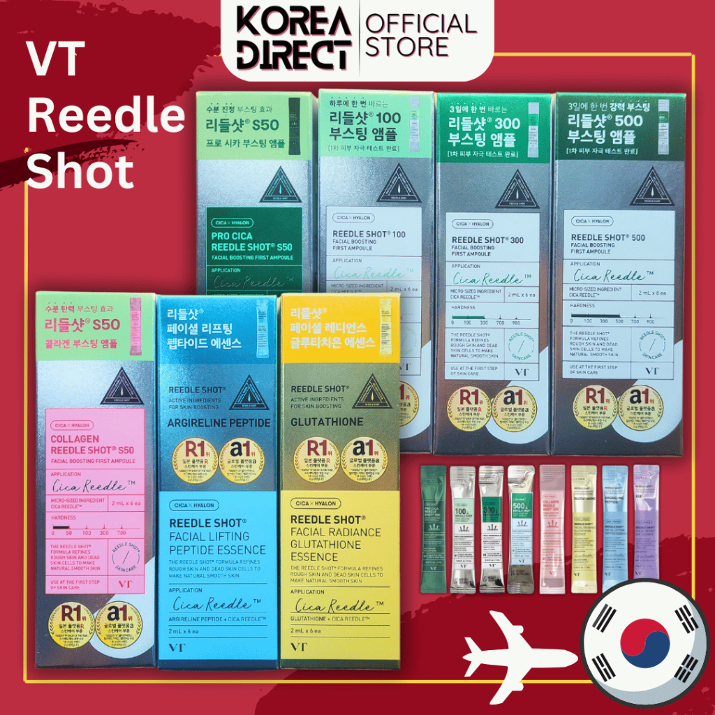 VT Cosmetics Reedle Shot 50, 100, 300, 500, Collagen, Glutathione,  Argireline Peptide, EFG, DAISO | Shopee Philippines