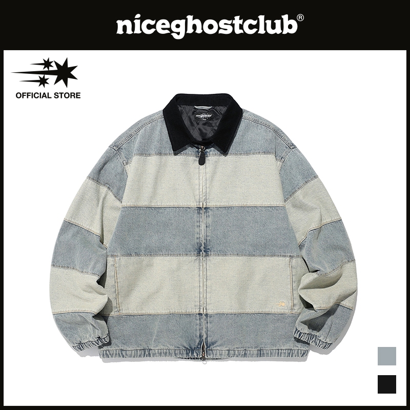 niceghostclub] Denim Panel Quilting Jacket_Unisex_Korean