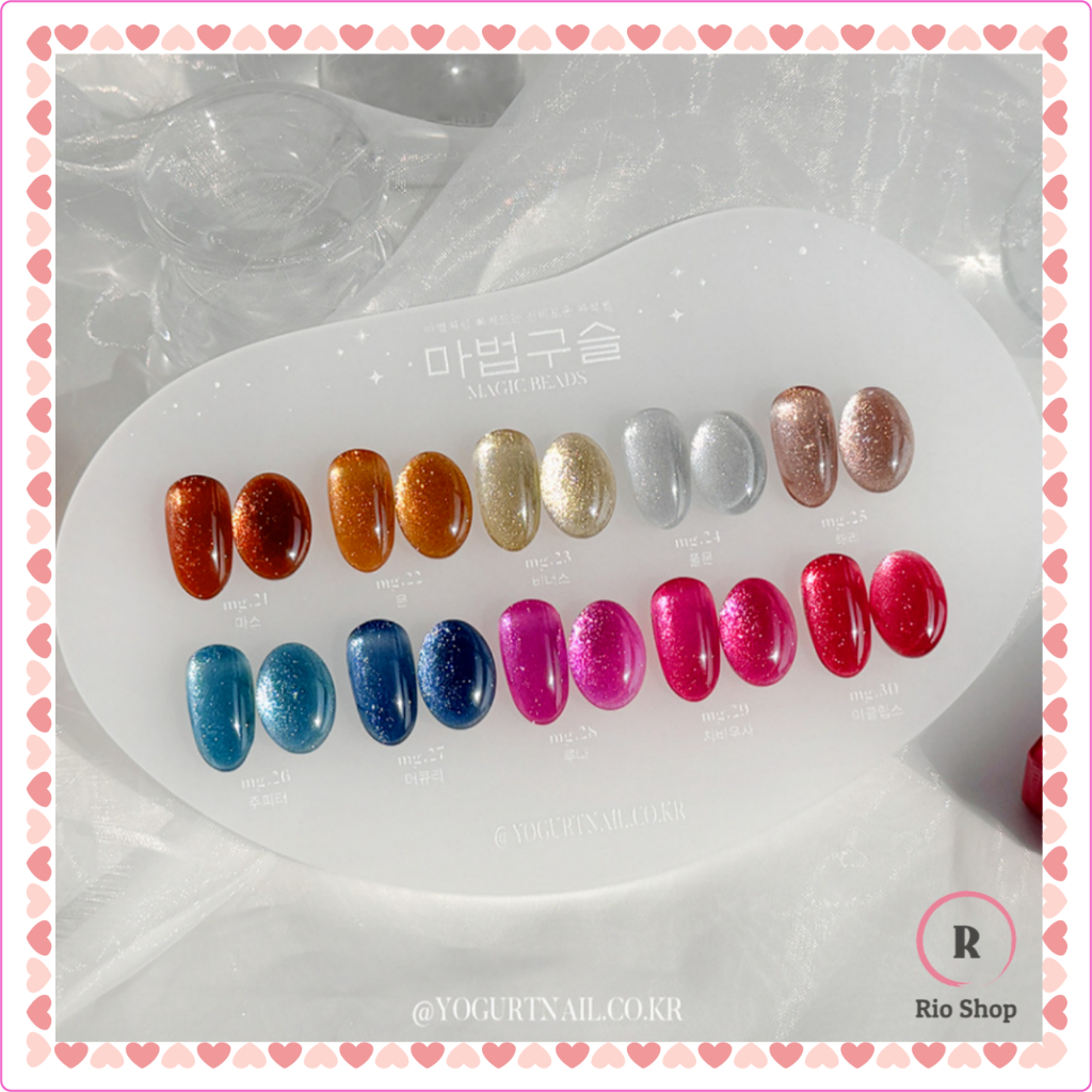 Vernis à Ongles Gel Yogurt Gel Magic Beads Magnet - 10 Couleurs, Effet Glitter, K-Beauty