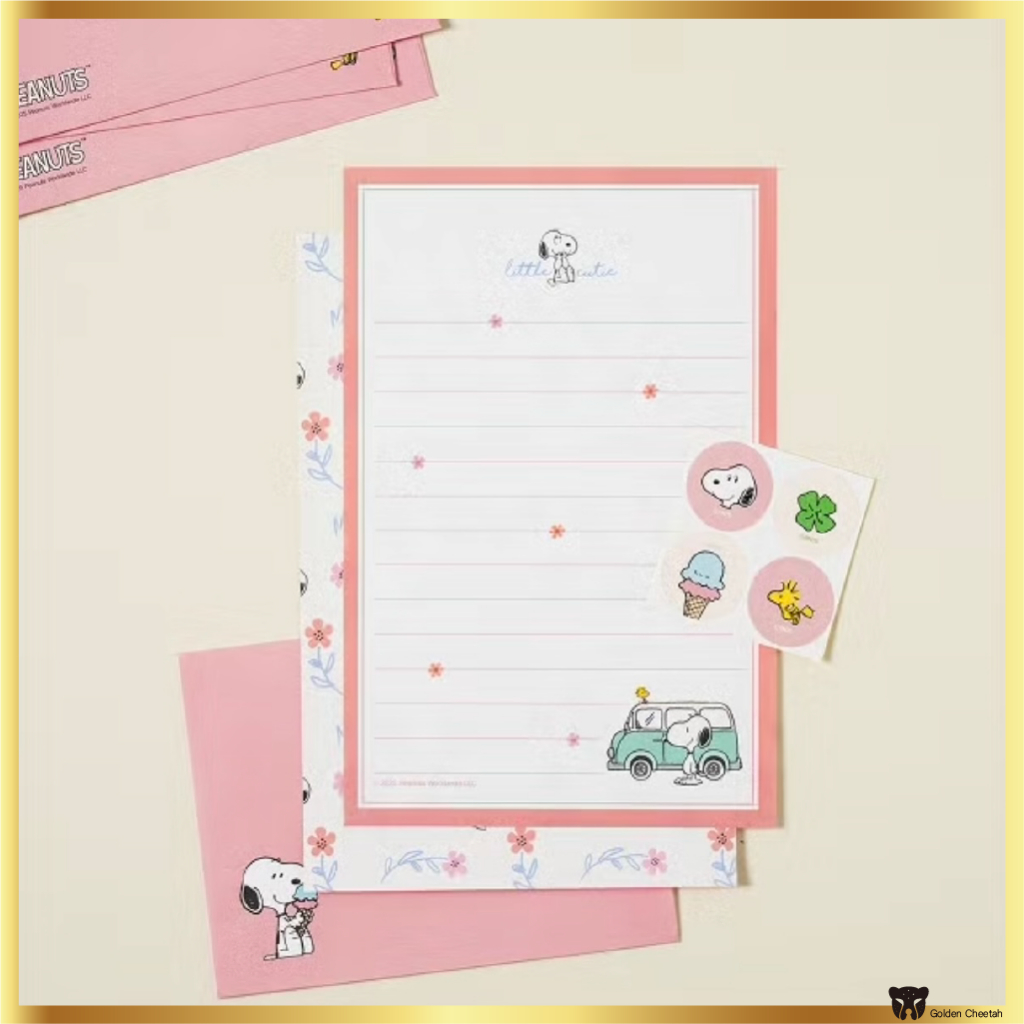 DAISO KOREA Peanuts Vintage Letter Writing Set – Snoopy & Charlie Brown ...