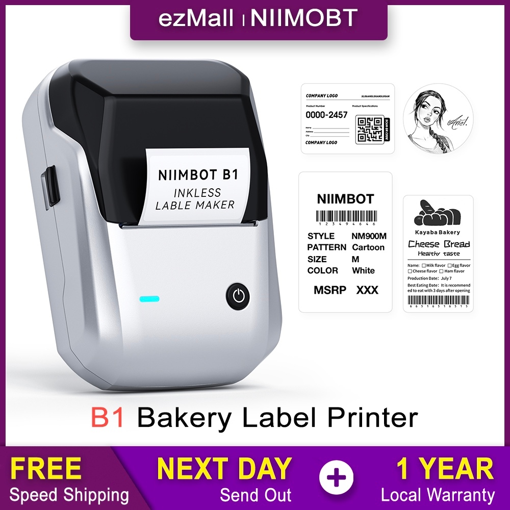 NIIMBOT Label Printer B1 20-50mm, Portable Bluetooth Thermal Sticker ...