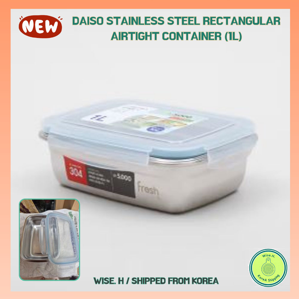 [Korea] Daiso Stainless Steel Rectangular Airtight Container (1L ...