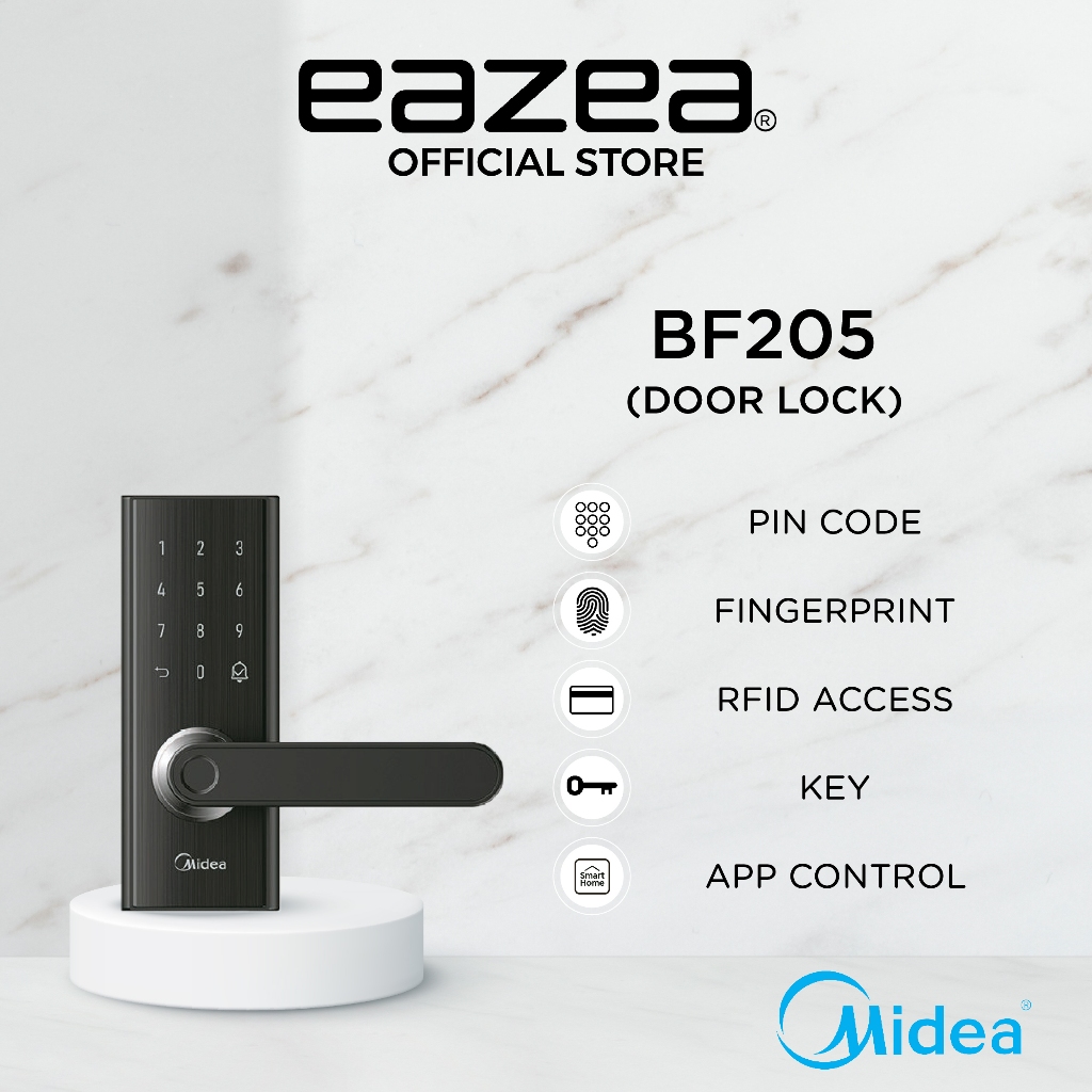 Midea BF205 Digital Door Lock | 5 IN 1 | PIN Code, Fingerprint, RFID ...
