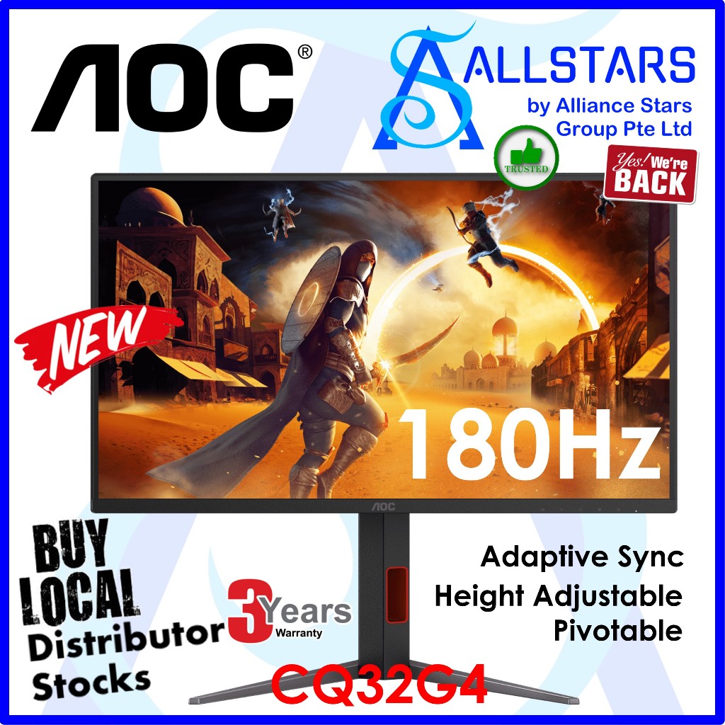 AOC CQ32G4 31.5 inch 180Hz Curved Gaming Monitor / VA 180Hz, 1ms ...