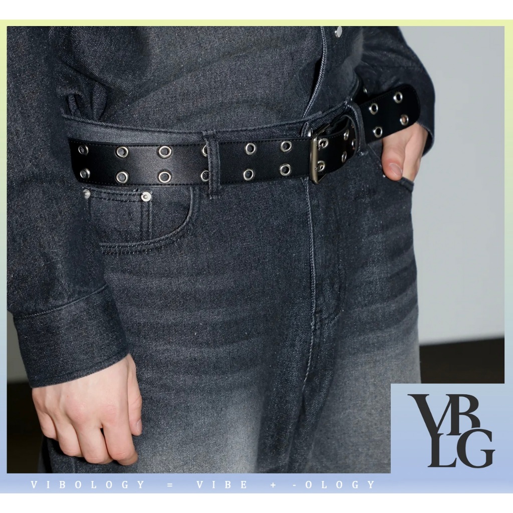 SIGNATURE Double Eyelet Belt Black Men's Unisex Street Fashion | Shopee ...