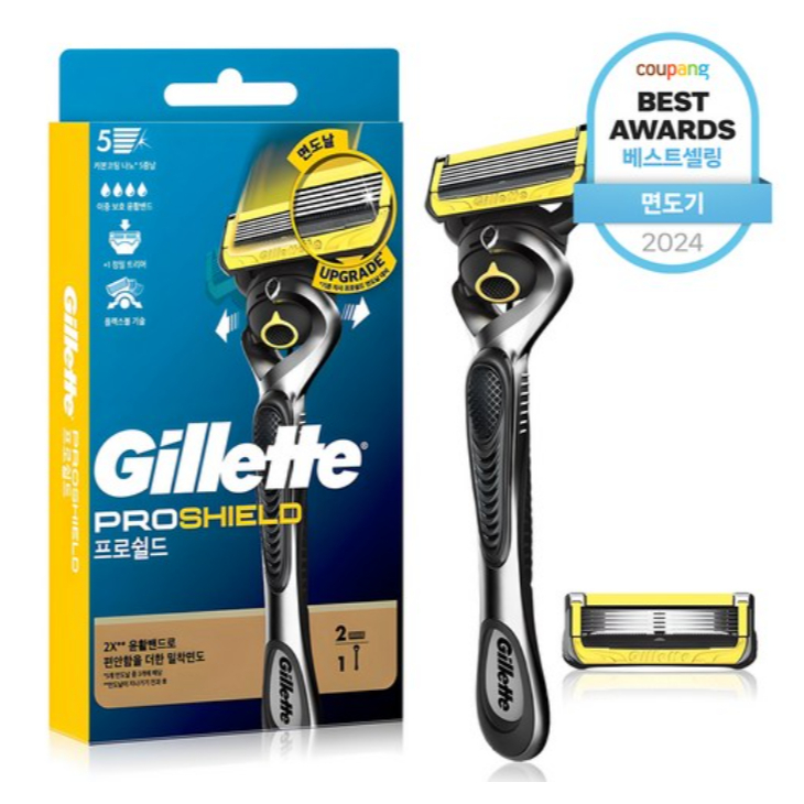 Gillette ProShield Yellow Manual Razor Handle + Razor Blade 2p Set, 1 ...