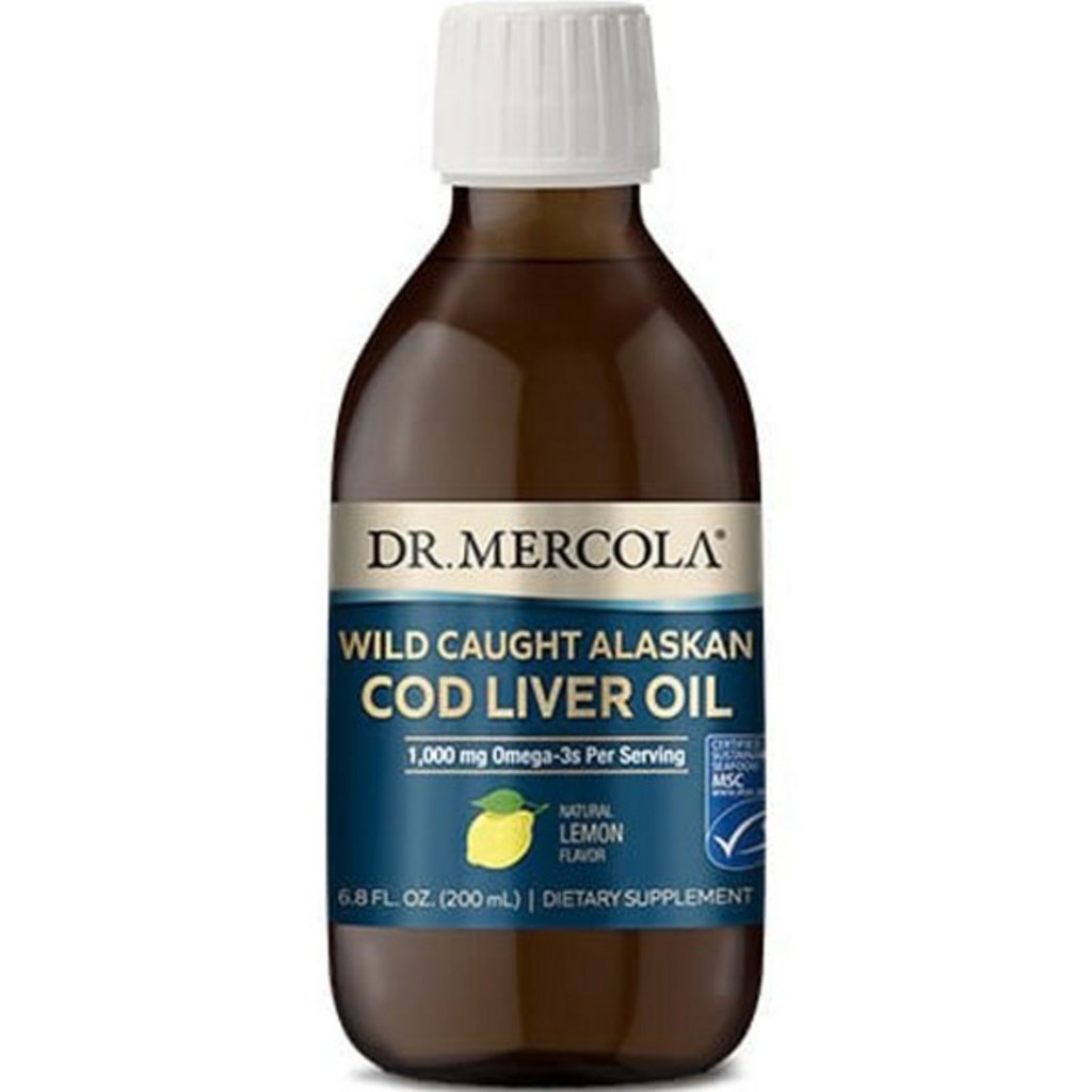 Dr. Mercola Wild Caught Alaskan Cod Liver Oil 1000mg Omega-3 Lemon ...